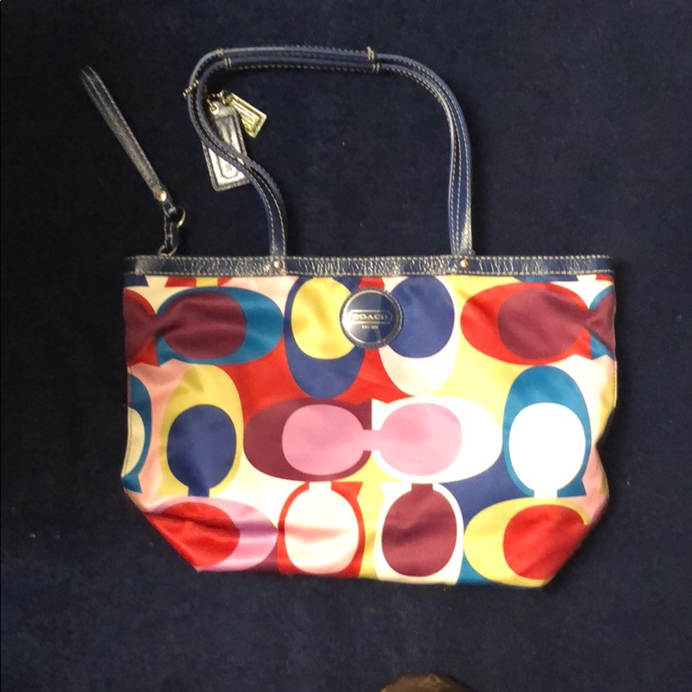 Coach multi-color silk bag